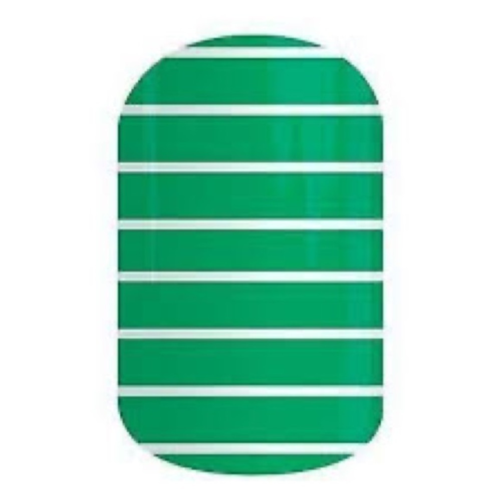 Jamberry Green and White Striped Nail Wraps - Arcade